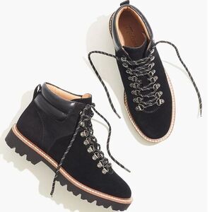 NEW Madewell The Citywalk Lugsole Hiker Boot in Leather, True‎ black 8